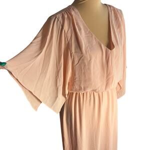 Antonio Melani Blush Pink Maxi Dress V-Neck Flutter Sleeve Cinched Waist Sz 4